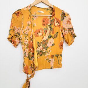 Reformation Charlotte Wrap Top in Soleil Small